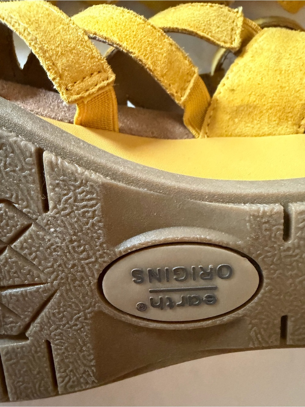Earth Origins Pico Pippa Yellow Suede Wedge Sandals Women’s 12 - Picture 6 of 7